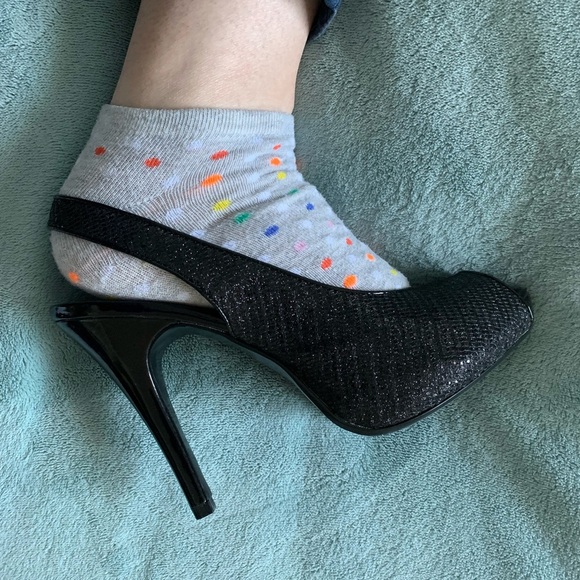 Lulu Townsend Glittery Mesh Peep Toe Stiletto - Picture 8 of 9